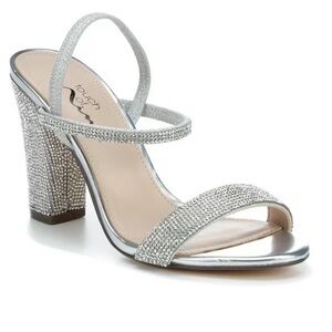 Nina Women's Glittering Silver Heels Size 7